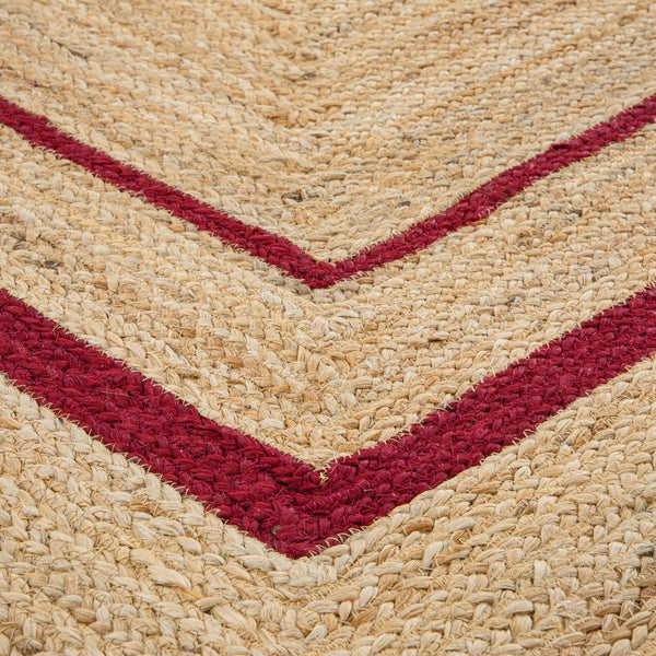Evie Hand Braided Jute Scallop Scarlet Red Border Rectangular Rug