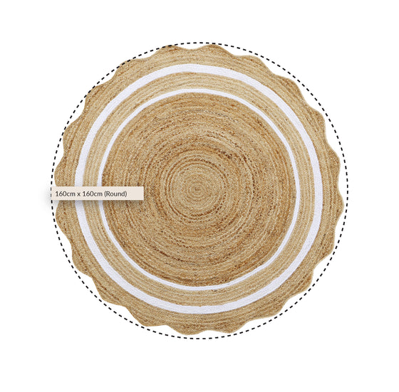Evie Hand Braided Jute Scallop Round Rug
