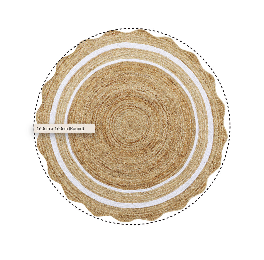 Evie Hand Braided Jute Scallop Round Rug