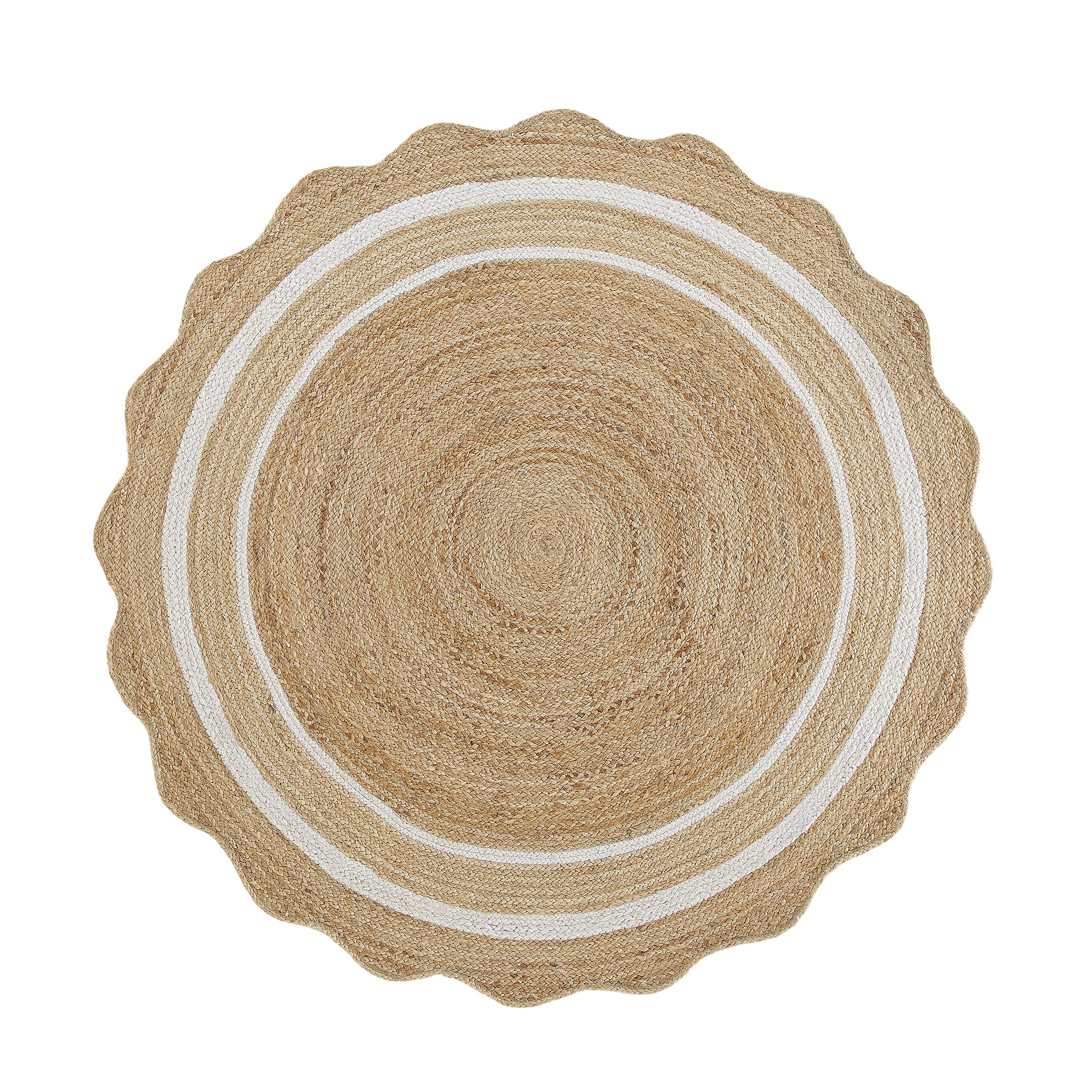 Evie Hand Braided Jute Scallop Round Rug | daals