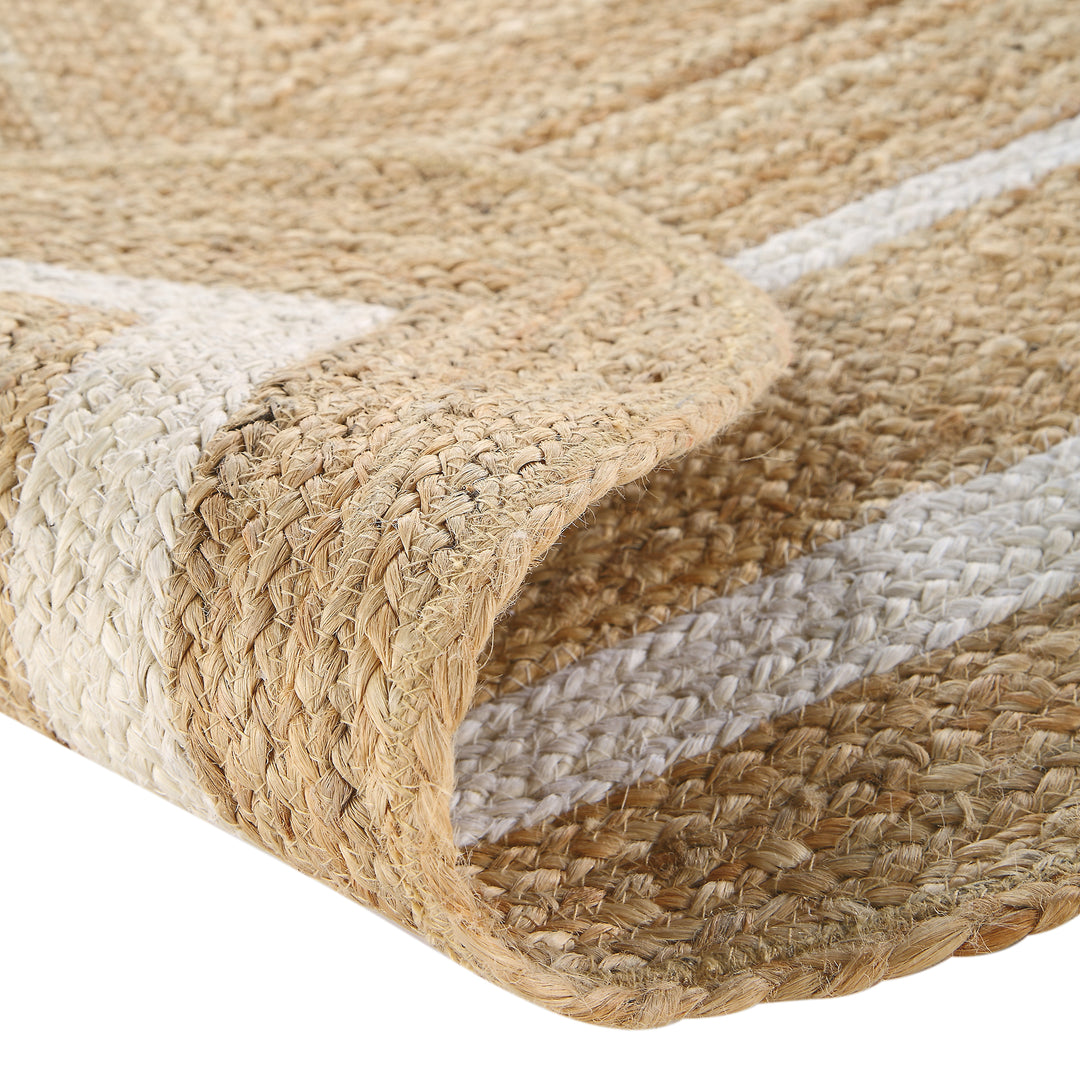 Evie Hand Braided Jute Scallop Rectangular Rug | daals