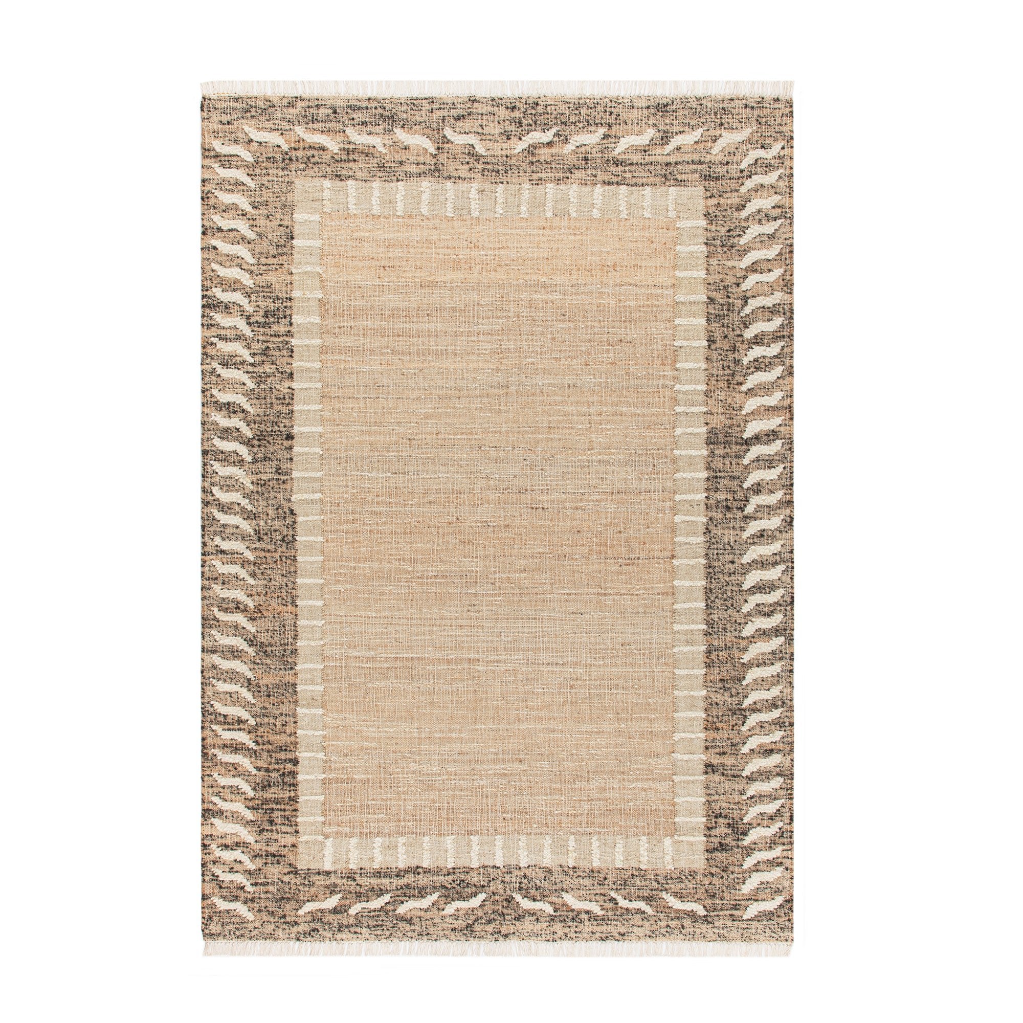 Ezri Border Brown Handwoven Wool & Jute Rug | daals