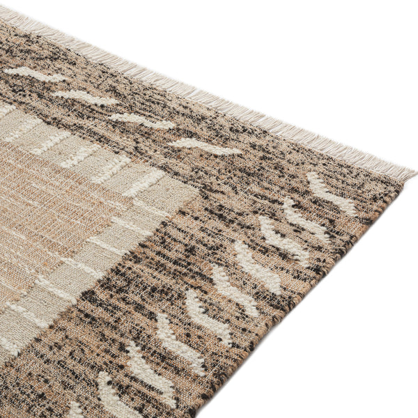 Ezri Border Brown Handwoven Wool & Jute Rug