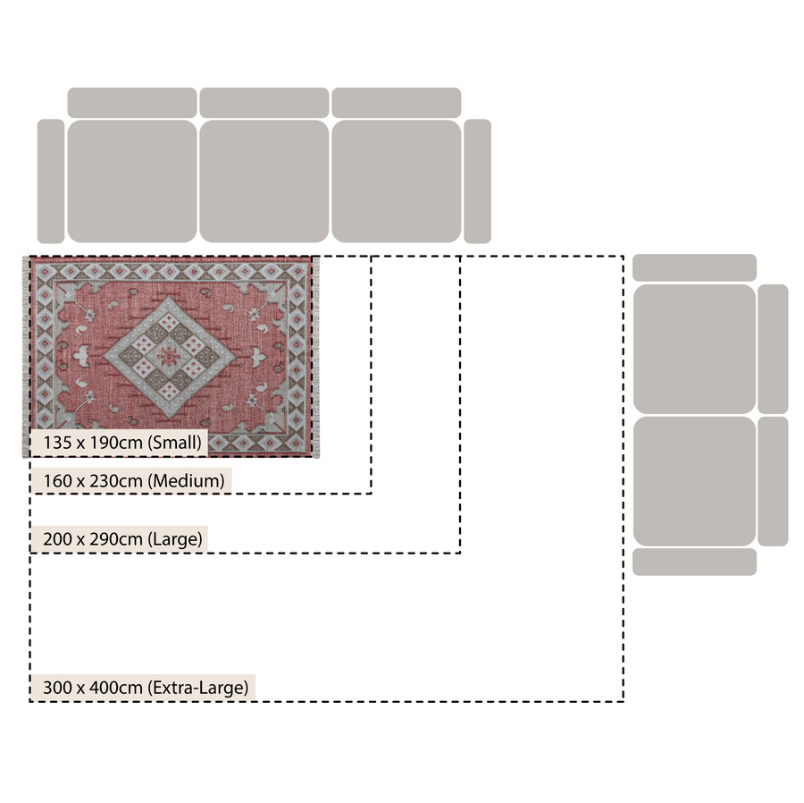 Farah Kilim Traditional Handwoven Wool & Jute Deep Red Rug