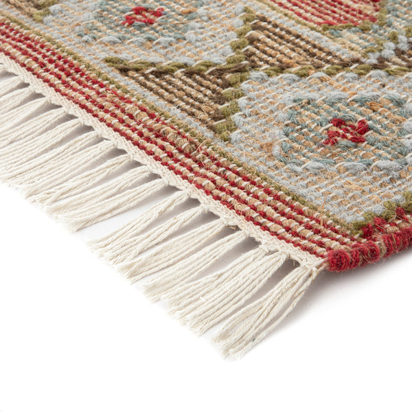 Farah Kilim Traditional Handwoven Wool & Jute Deep Red Runner
