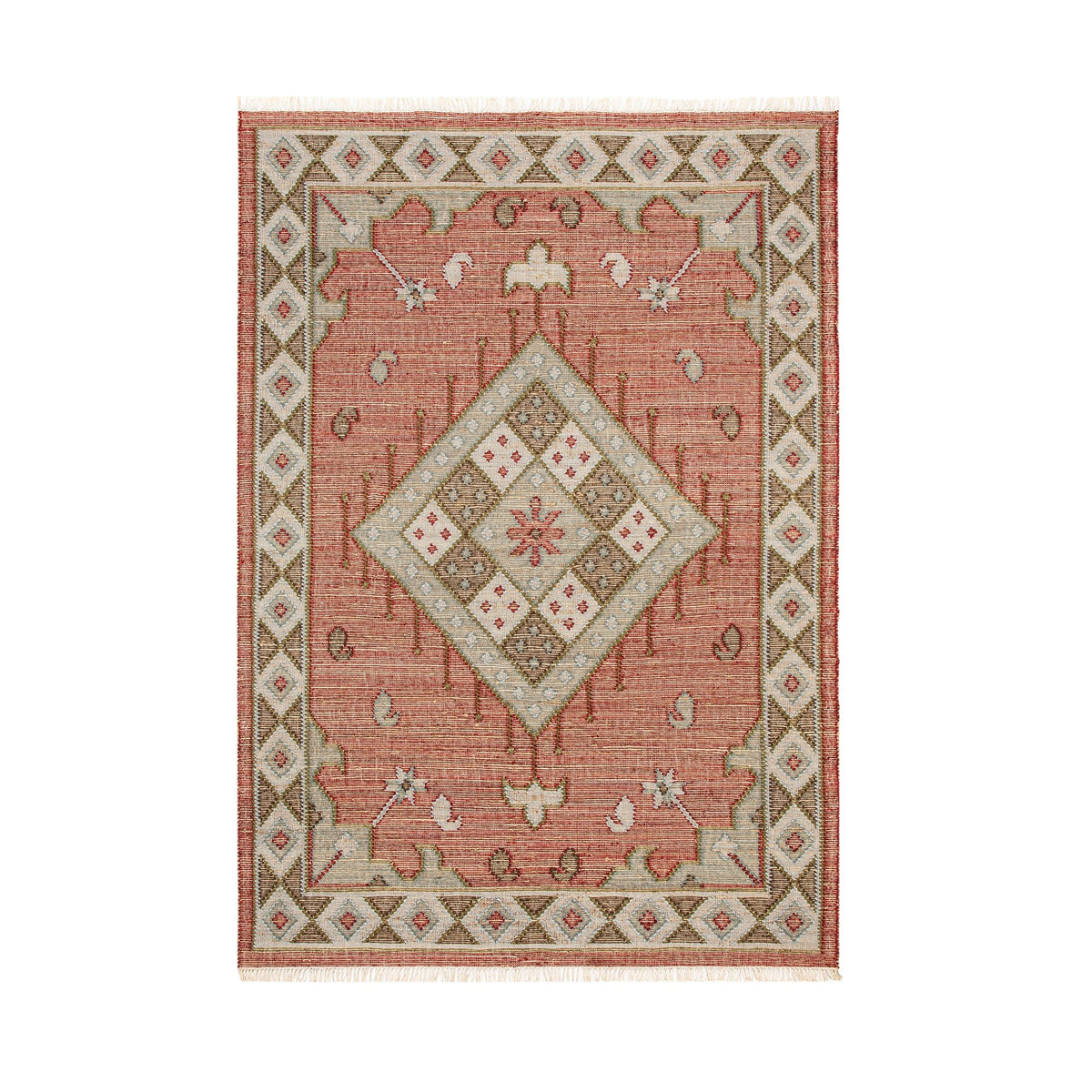 Daals Design Rugs Farah Kilim Traditional Handwoven Wool & Jute Deep Red Rug | daals
