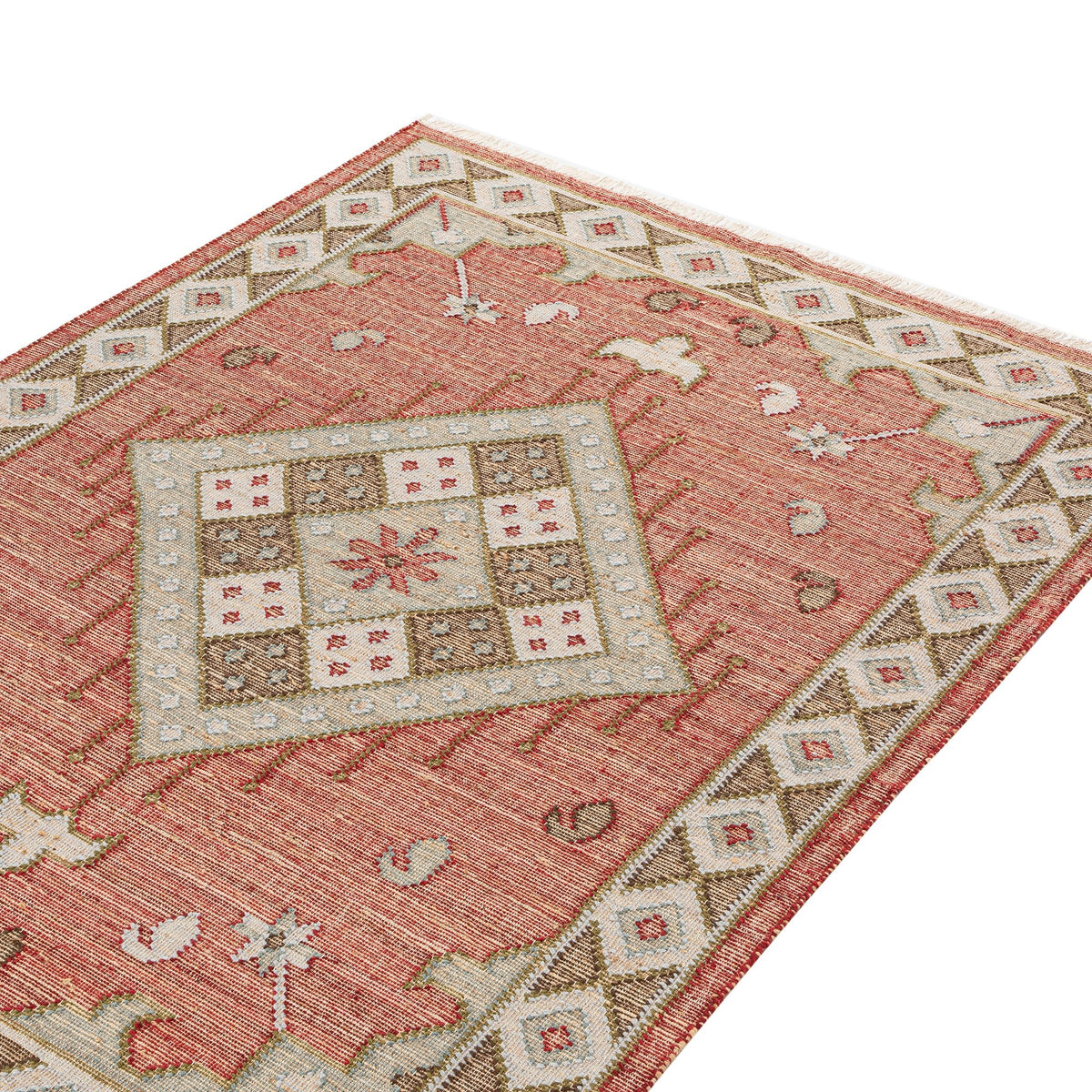 Daals Design Rugs Farah Kilim Traditional Handwoven Wool & Jute Deep Red Rug | daals