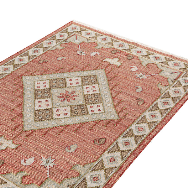 Farah Kilim Traditional Handwoven Wool & Jute Deep Red Rug