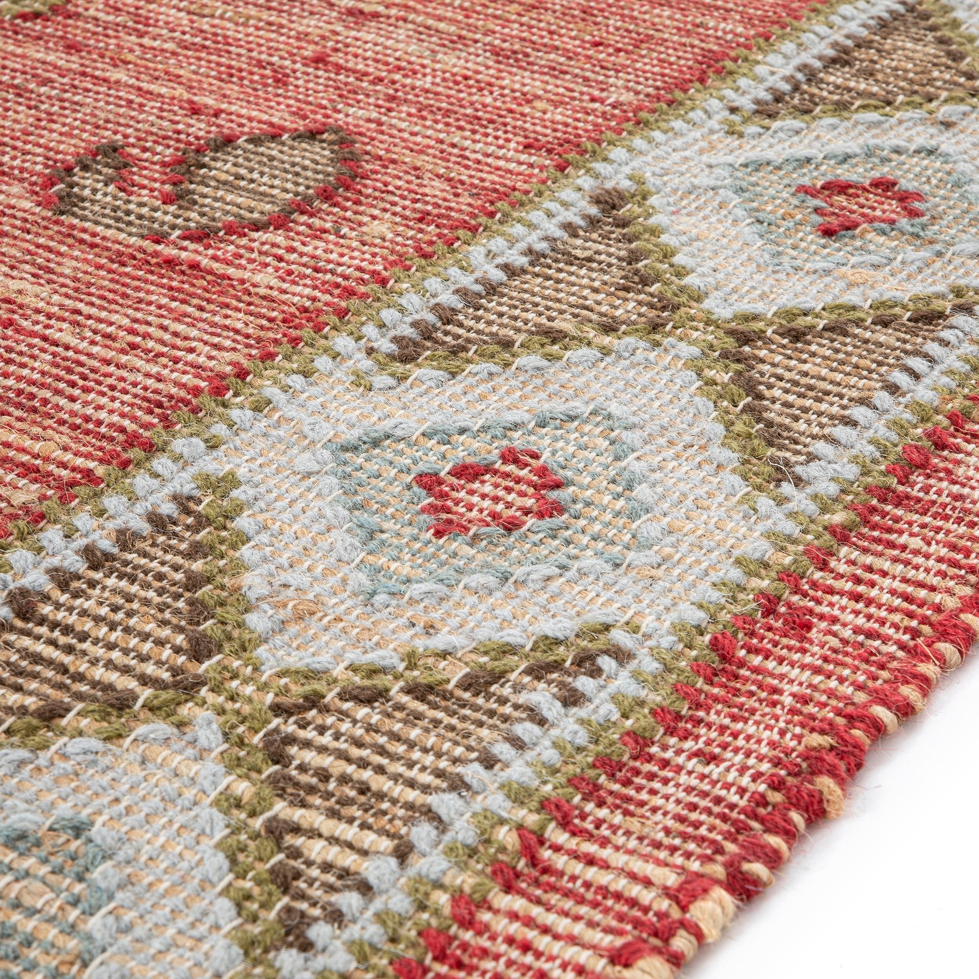 Daals Design Rugs Farah Kilim Traditional Handwoven Wool & Jute Deep Red Rug | daals