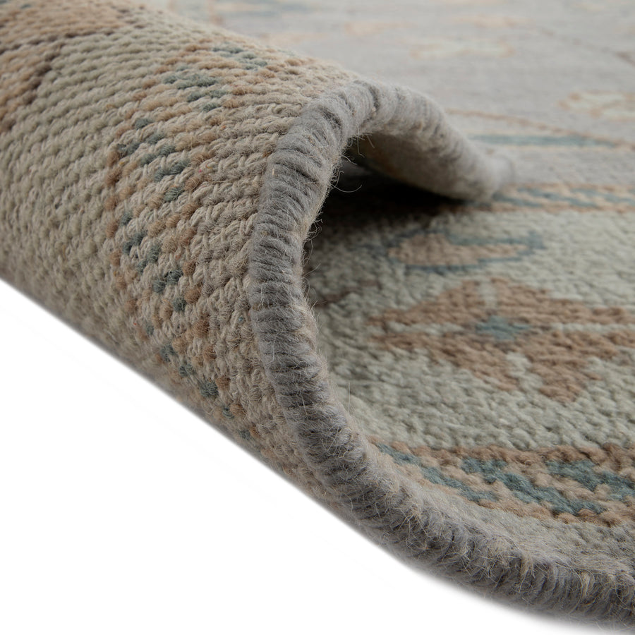Premium Hand-Knotted Heritage Collection Florentine Ice Blue New Zealand Wool Rug