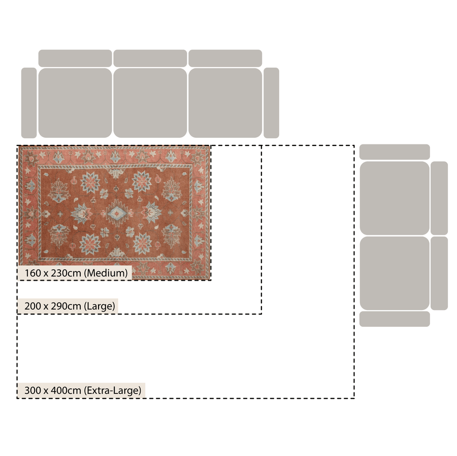 Premium Hand-Knotted Heritage Collection Florentine Rose New Zealand Wool Rug