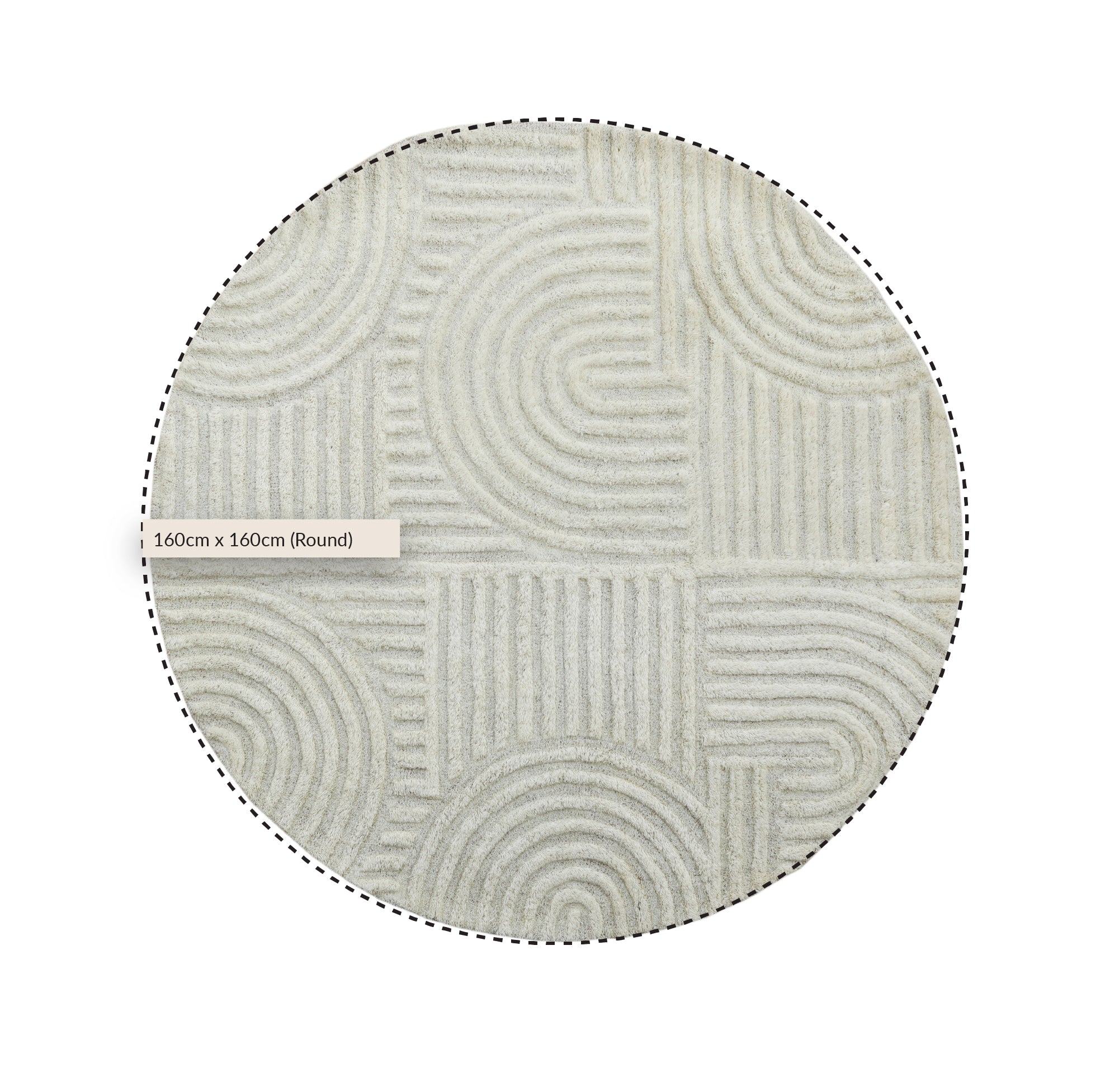 Geo Curve Cream Hand Tufted New Zealand Wool Round Rug | daals