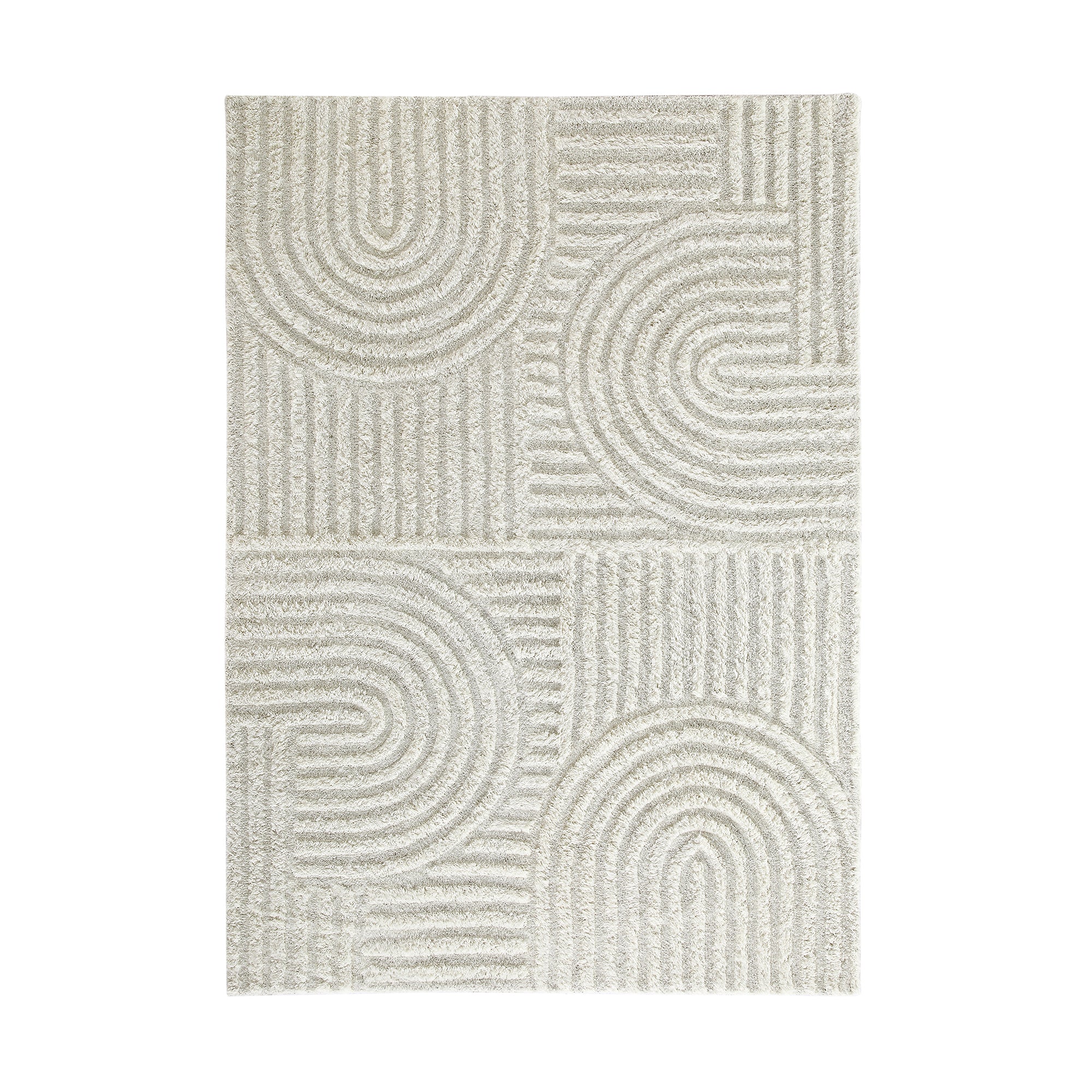 Geo Curve Cream Hand Tufted New Zealand Wool Rectangular Rug | daals