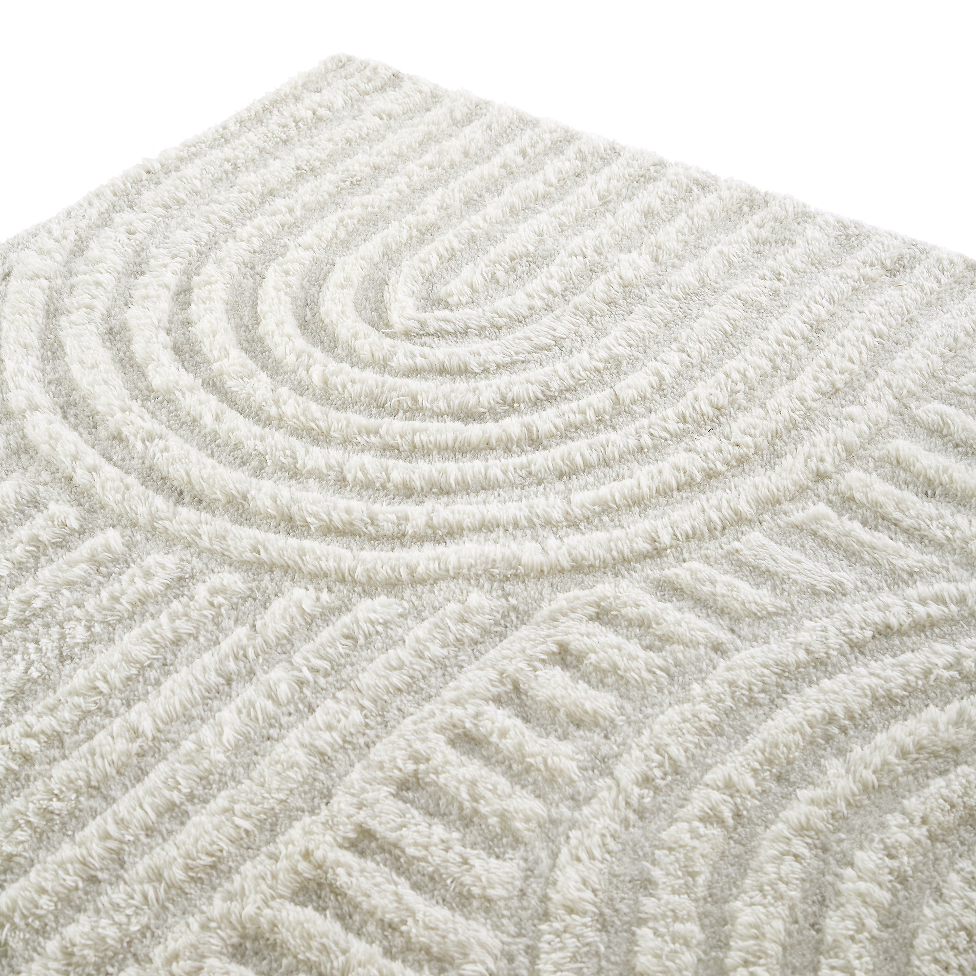 Geo Curve Cream Hand Tufted New Zealand Wool Rectangular Rug | daals