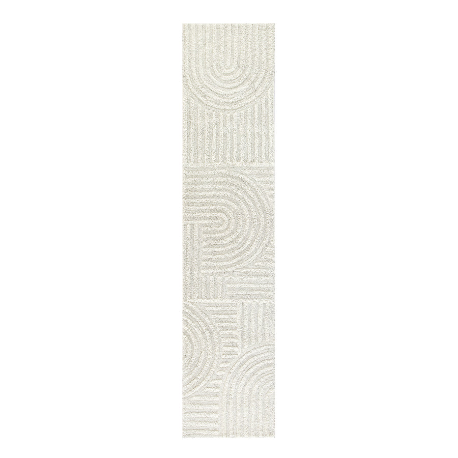 Geo Curve Cream Hand Tufted New Zealand Wool Runner