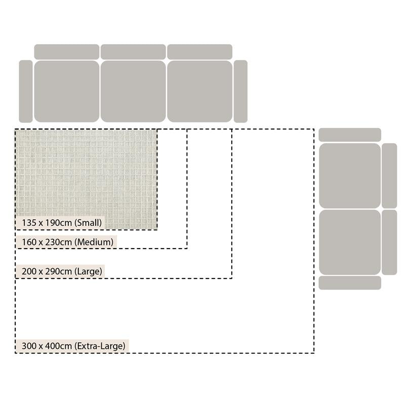 Harlem Cream Wool and Jute Checkered Hand Tufted Rectangular Rug - daals