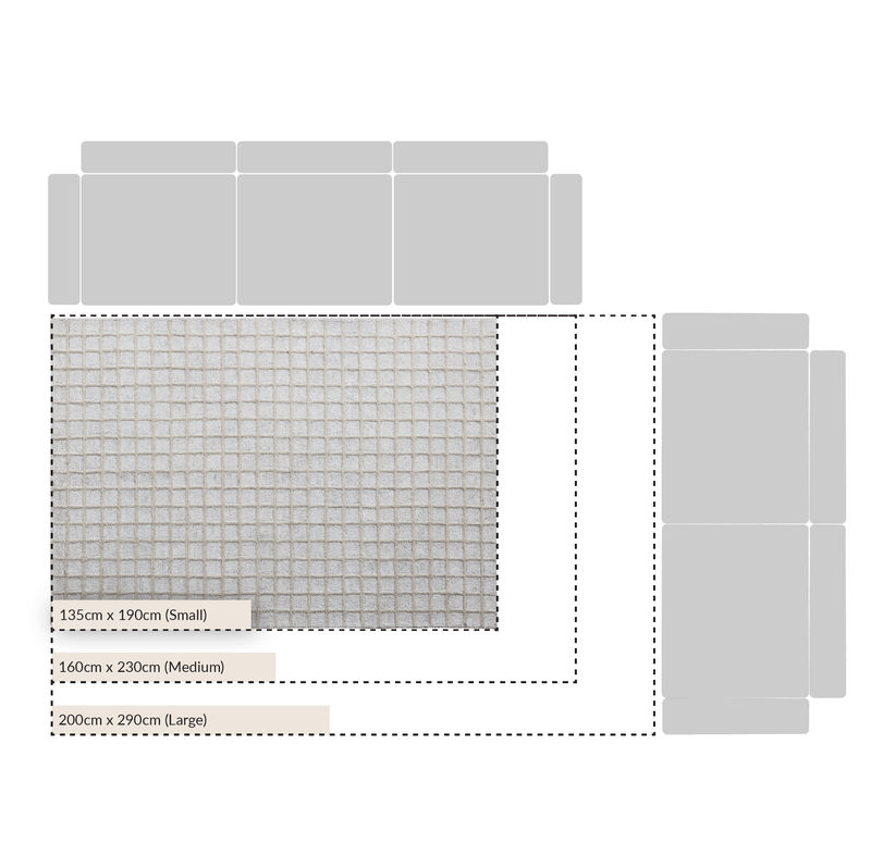 Harlem Cream Wool and Jute Checkered Hand Tufted Rectangular Rug