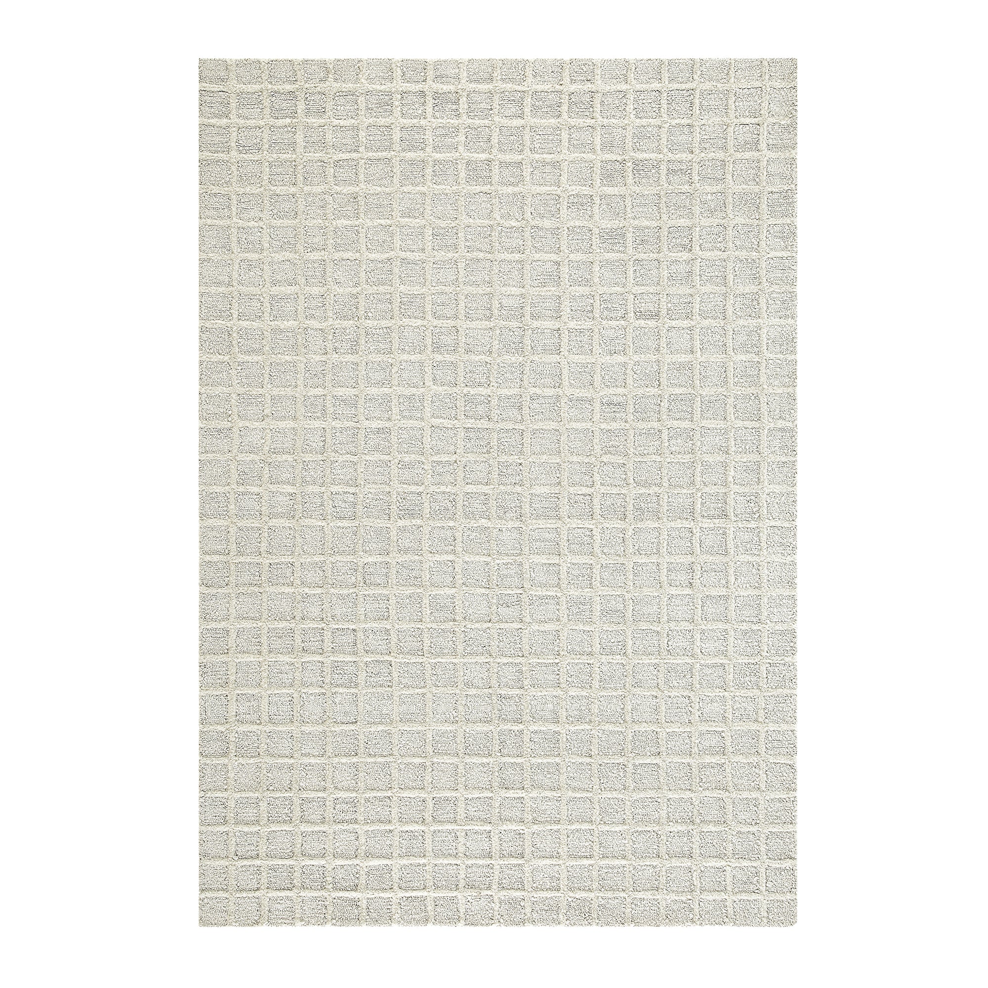 Harlem Cream Wool and Jute Checkered Hand Tufted Rectangular Rug | daals