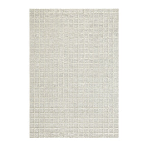 Harlem Cream Wool and Jute Checkered Hand Tufted Rectangular Rug