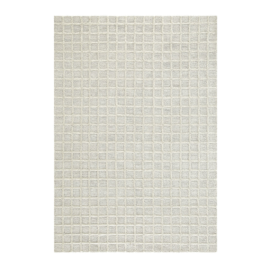 Harlem Cream Wool and Jute Checkered Hand Tufted Rectangular Rug