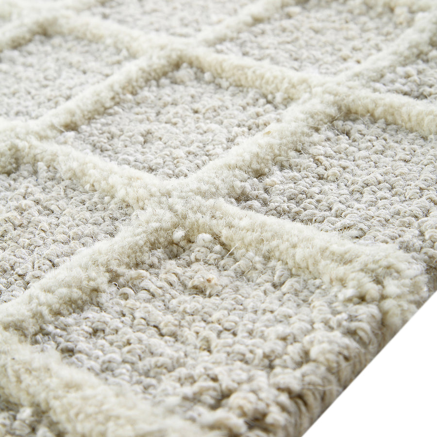 Harlem Cream Wool and Jute Checkered Hand Tufted Rectangular Rug