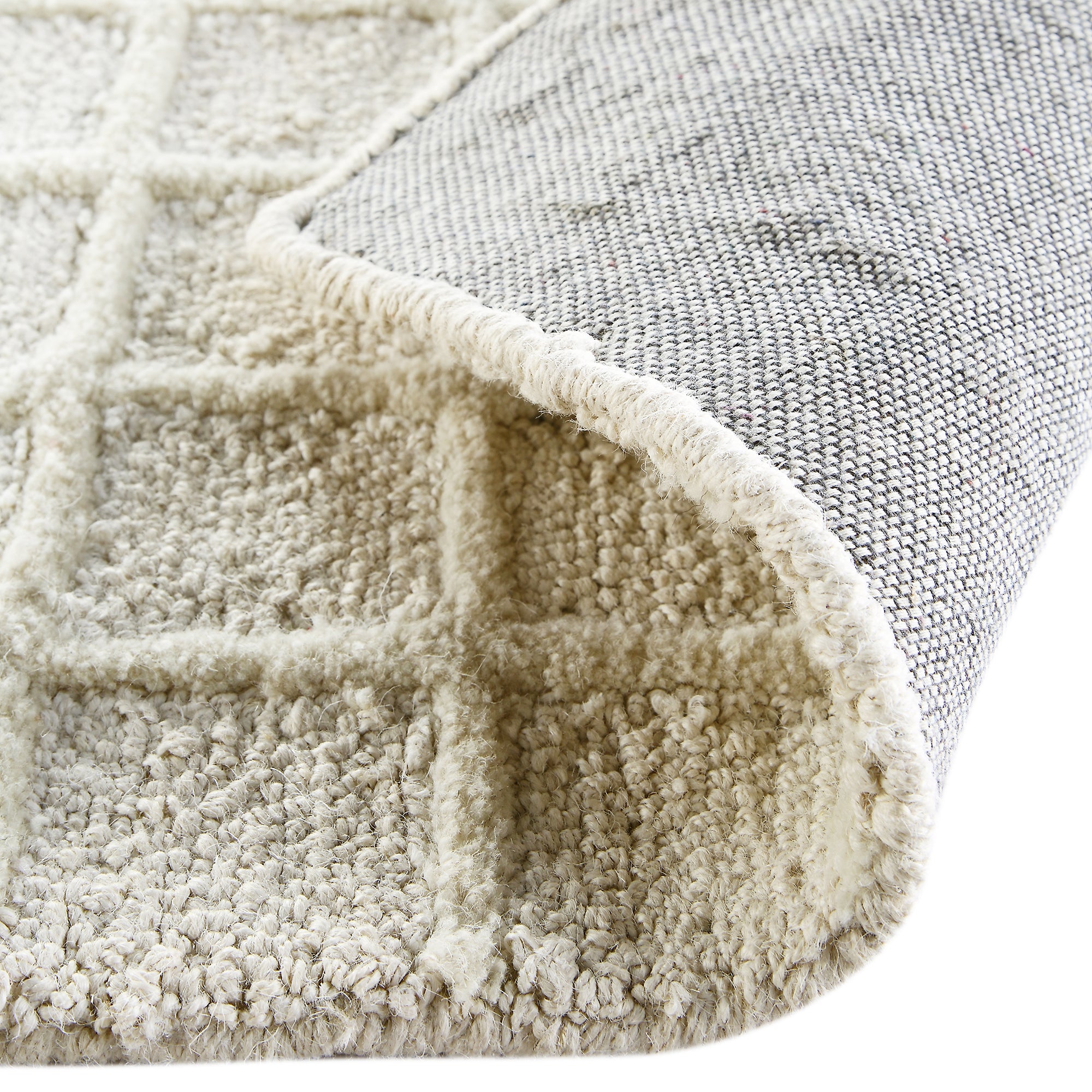 Harlem Cream Wool and Jute Checkered Hand Tufted Rectangular Rug | daals