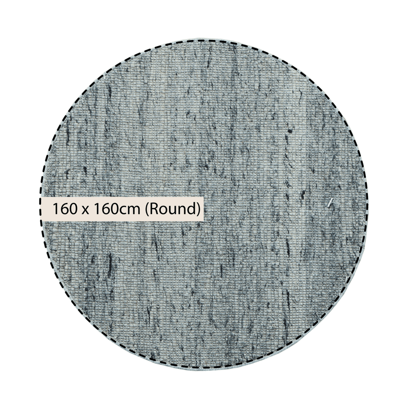 Indra Dark Grey Handwoven Wool Round Rug - daals