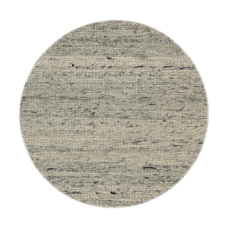 Indra Dark Grey Handwoven Wool Round Rug - daals
