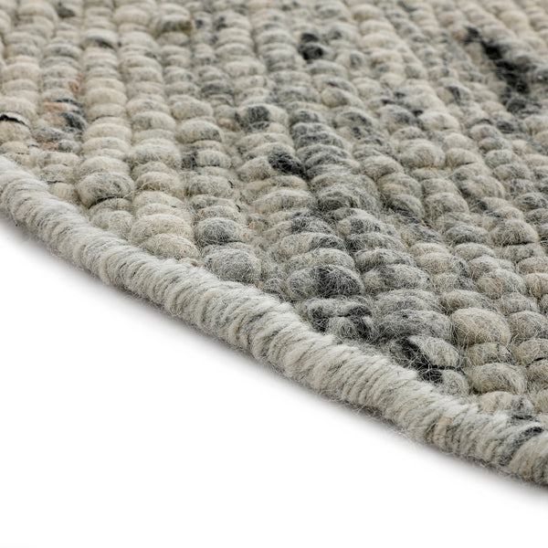 Indra Dark Grey Handwoven Wool Round Rug