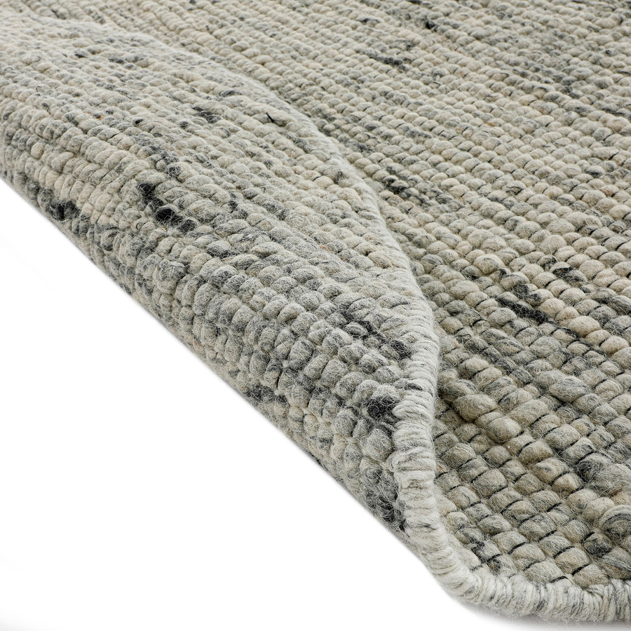 Indra Dark Grey Handwoven Wool Round Rug