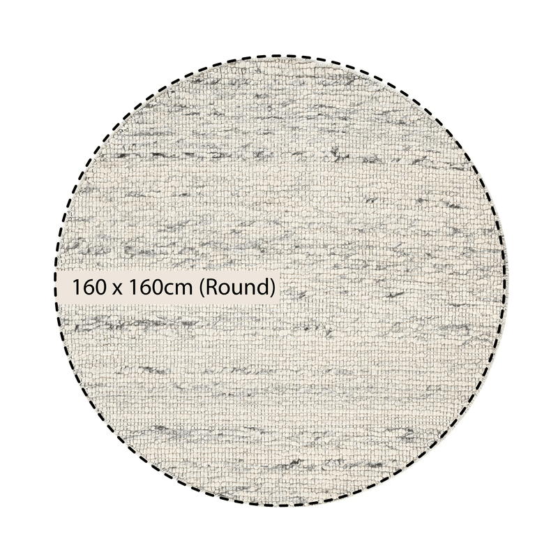 Indra Light Grey Handwoven Wool Round Rug
