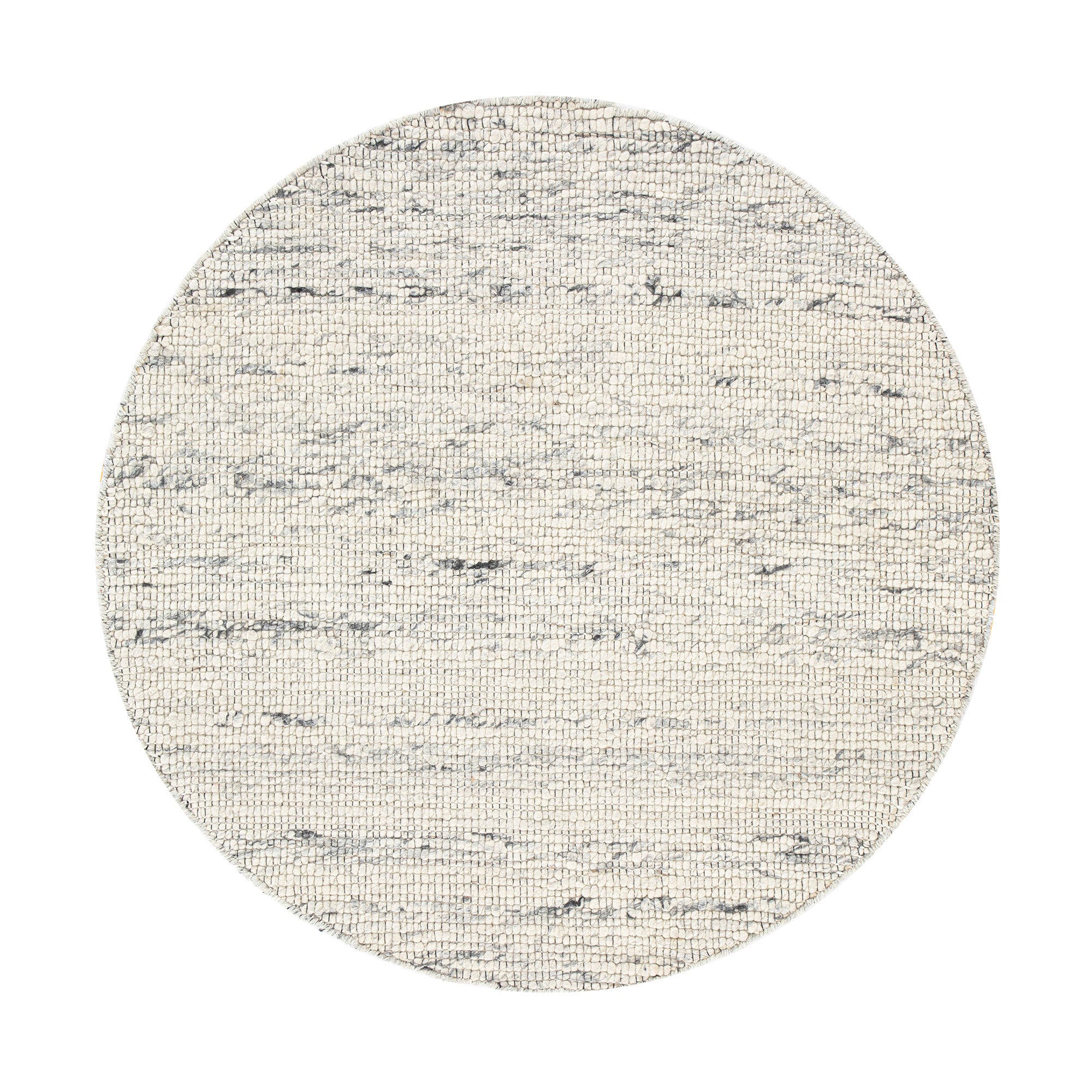 Indra Light Grey Handwoven Wool Round Rug | daals