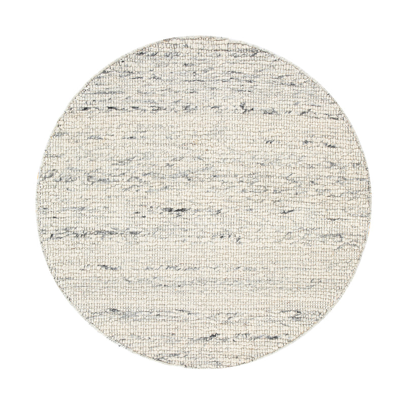 Indra Light Grey Handwoven Wool Round Rug