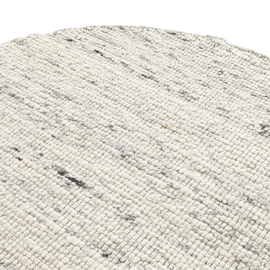 Indra Light Grey Handwoven Wool Round Rug