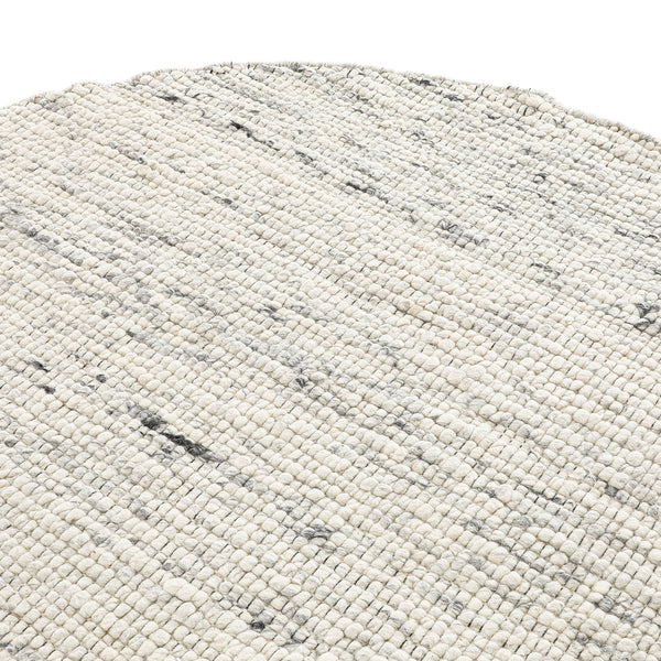 Indra Light Grey Handwoven Wool Round Rug