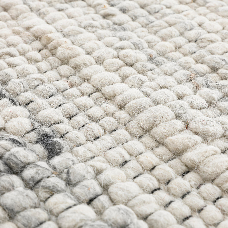 Indra Light Grey Handwoven Wool Round Rug