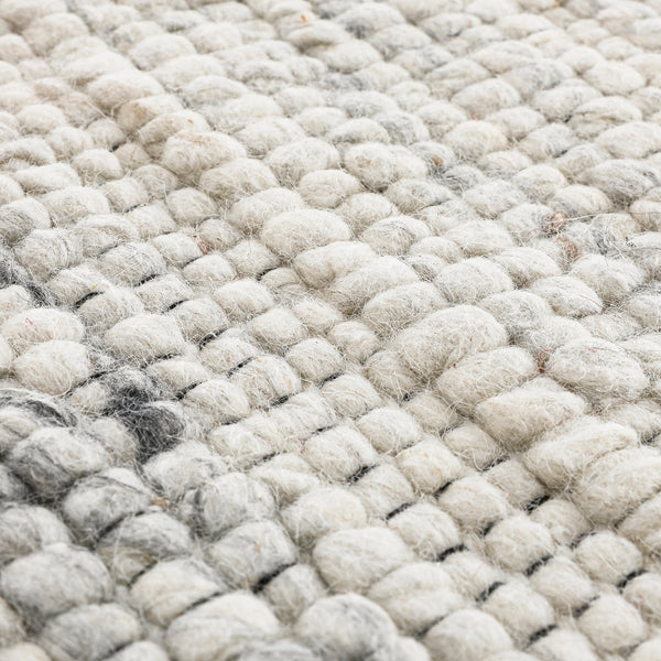 Indra Light Grey Handwoven Wool Round Rug