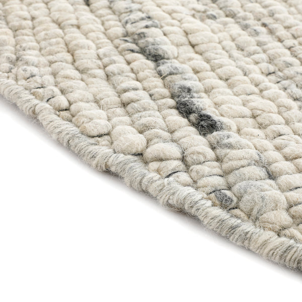 Indra Light Grey Handwoven Wool Round Rug