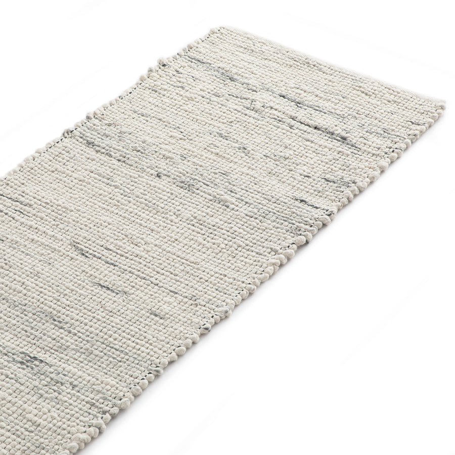 Indra Light Grey Handwoven Wool Runner - daals