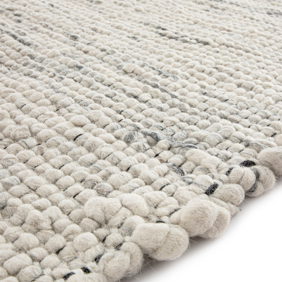 Indra Light Grey Handwoven Wool Runner - daals