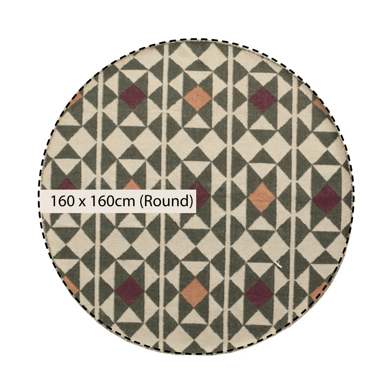 Kamala Geometric Handwoven Wool Round Rug