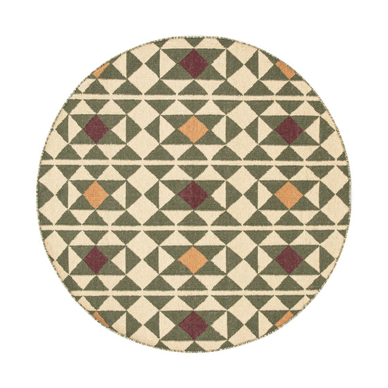 Kamala Geometric Handwoven Wool Round Rug