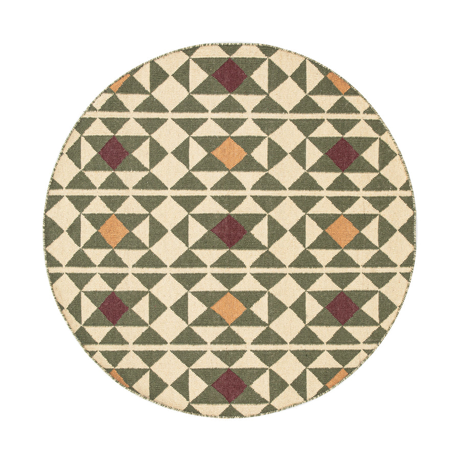 Kamala Geometric Handwoven Wool Round Rug