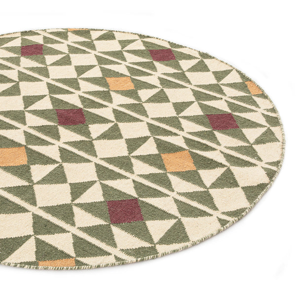 Kamala Geometric Handwoven Wool Round Rug