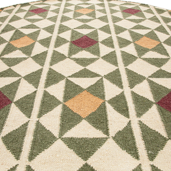 Kamala Geometric Handwoven Wool Round Rug
