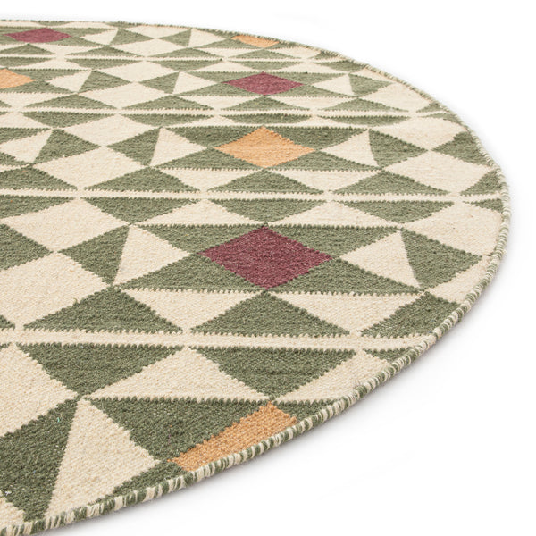 Kamala Geometric Handwoven Wool Round Rug