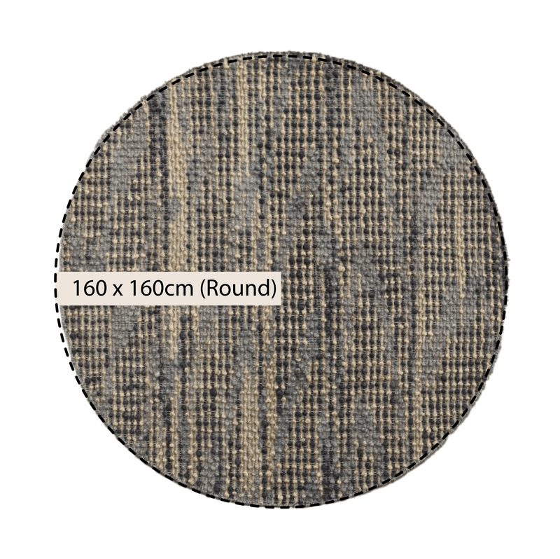 Kansas Bobble Grey Hemp & Cotton Handwoven Round Rug