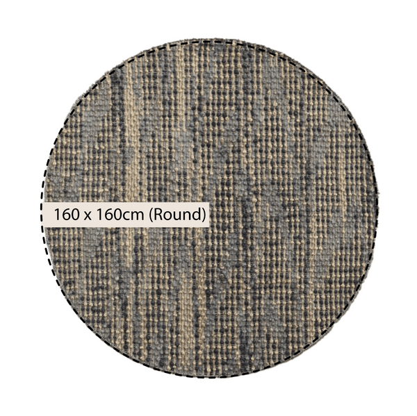Kansas Bobble Grey Hemp & Cotton Handwoven Round Rug