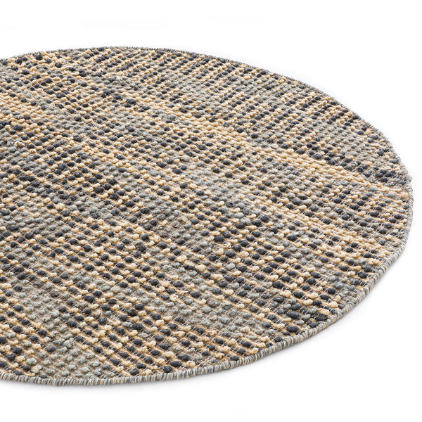 Kansas Bobble Grey Hemp & Cotton Handwoven Round Rug