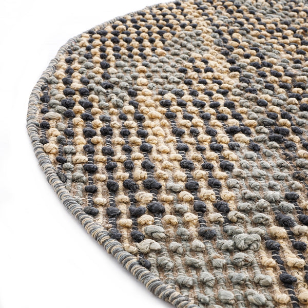 Kansas Bobble Grey Hemp & Cotton Handwoven Round Rug